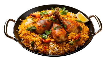 chicken biryani isolated on Transparent Background.