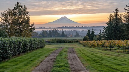 Fototapeta premium Sunrise over mount hood oregon nature scene