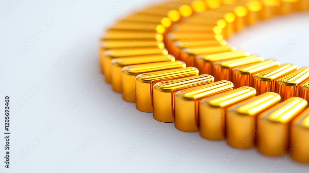 Poster a close-up view of gold bars arranged in a circular pattern, showcasing their shine and texture agai