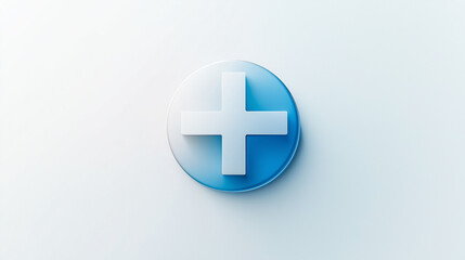 Fototapeta premium Modern and minimalistic medical cross logo with soft blue and white gradients