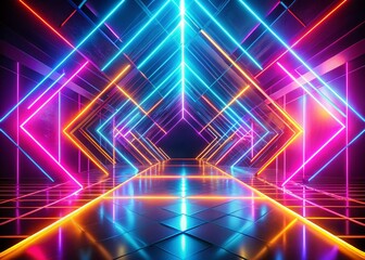 Abstract Neon Lights Background: Vibrant Glowing Shapes & Colors