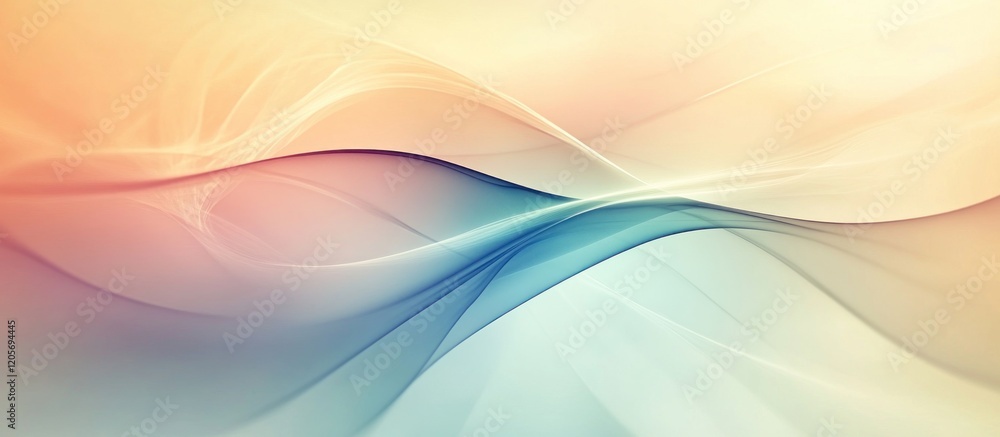Poster abstract fluid art with soft blended tones and light-reflective elements in a graceful wave design