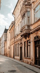 Fototapeta premium Charming street view showcasing historic architecture and elegant facades.