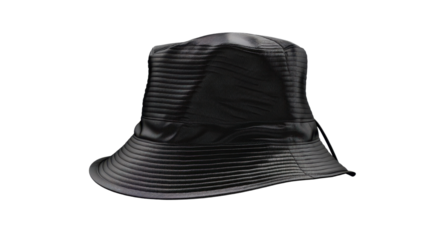Black bucket hat on transparent background