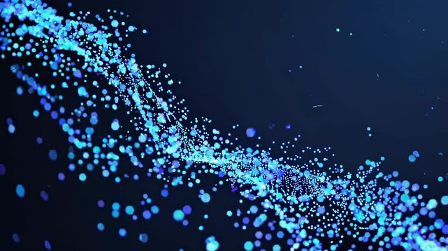 Waves of binary code over black background, ocean of information