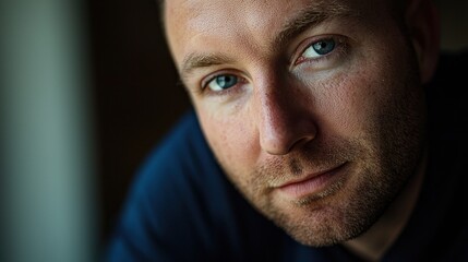 Fototapeta premium Close-up portrait of a man with blue eyes.