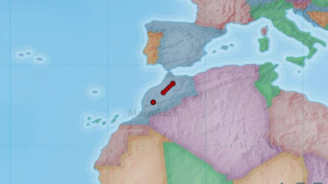 Educational maps of a route from Fes to Marrakech