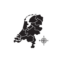 Vector map of the Netherlands country template illustration design
