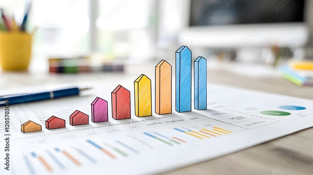 Aufkleber detailed business graph presentation visualizing projected revenue growth and financial performance 