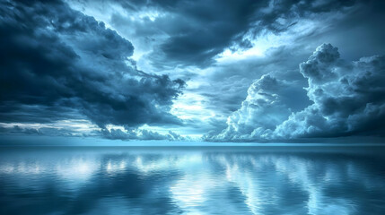 Obraz premium Dramatic Sky and Serene Ocean Reflections at Twilight