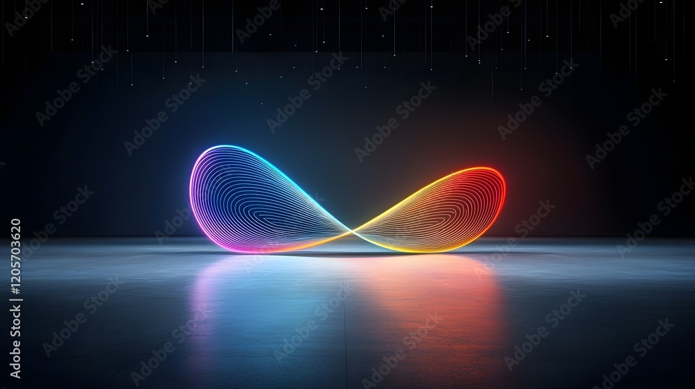 Poster Mesmerizing abstract light waves flowing and pulsing across a modern art inspired backdrop with vibrant gradient colors creating an ethereal and captivating visual experience