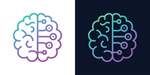 Artificial Intelligence AI Chip in Human Brain. Artificial Intelligence icon with Machine learning, digital skills, generative AI, AI technology, algorithm, virtual intelligence and future