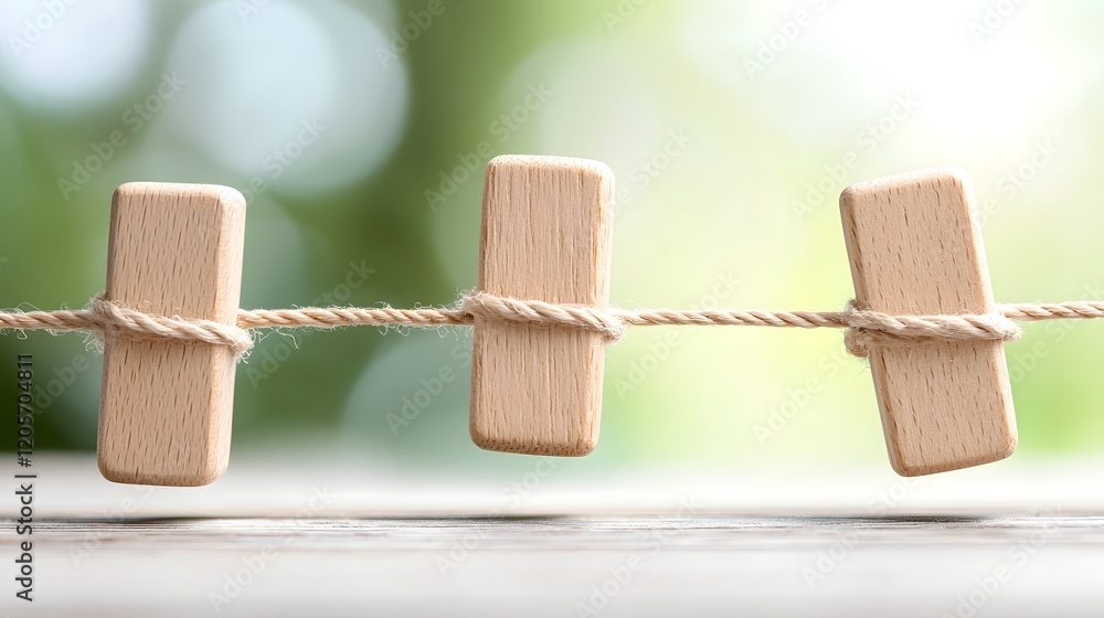 Leinwandbilder wooden blocks suspended by intersecting ropes creating a minimalist and natural composition that sym