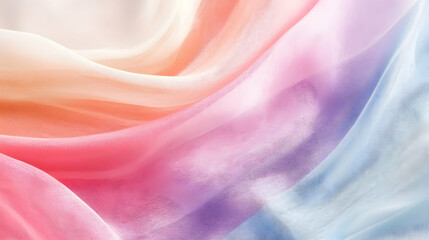 Obraz premium Soft Flowing Fabrics in Gradient Colors of Pink, Orange and Blue
