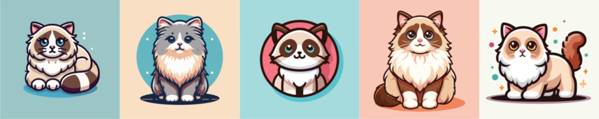 Vector set of cute cats