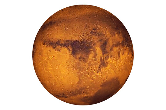 Planet Mars isolated on white background. Elements of this image furnished by NASA