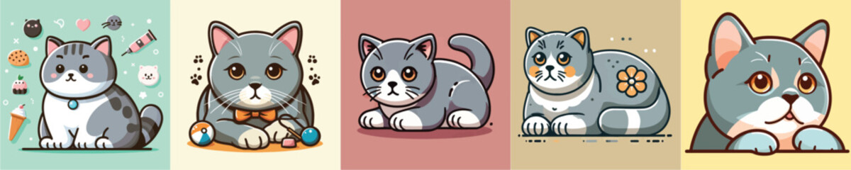 Vector set of cute cats