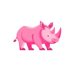 Obraz premium Pink rhino illustration, whimsical style, white background, children's book