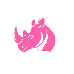 Pink rhino head illustration, wildlife art, nature, logo design, website decoration