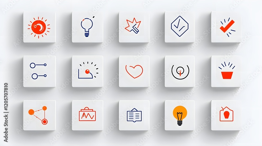 Fototapete A set of unique linear icons focused on growth metrics  scalable data visualization  and clear simple graphs and charts  These icons represent business analytics  finance  technology trends