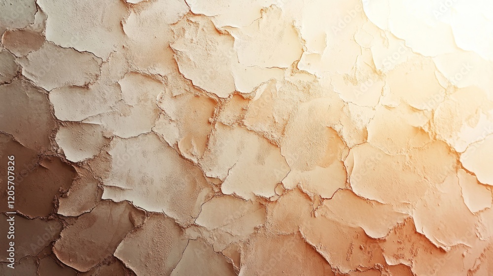 Poster textured clay background with rough uneven surface in warm tones with a sunlit effect
