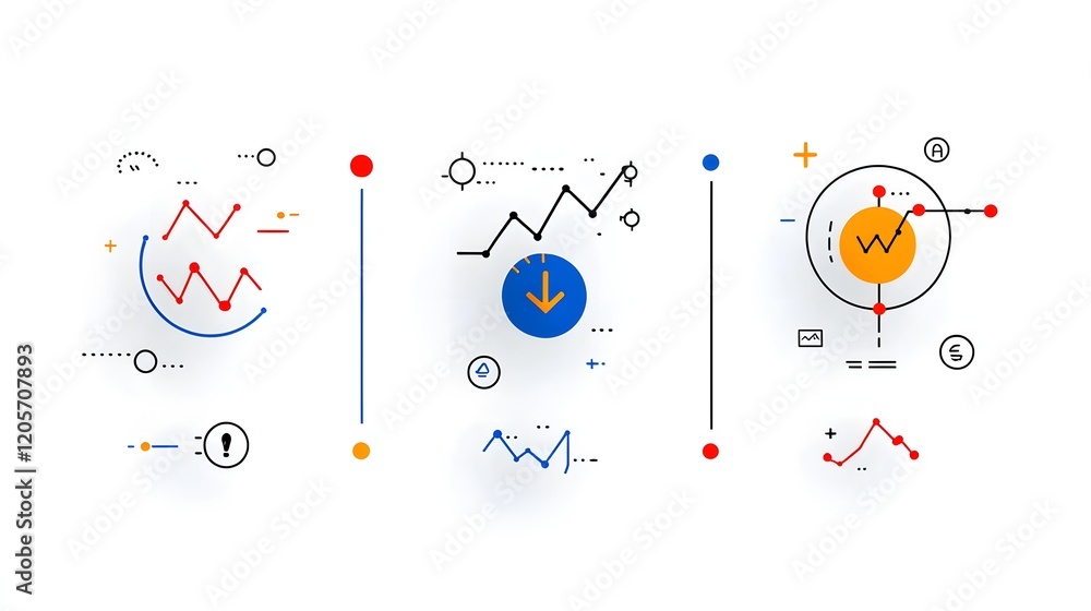 Poster A collection of 6 simple line icons and infographic elements focused on data analytics  growth optimization  and performance visualization  Includes graphs  charts  reports