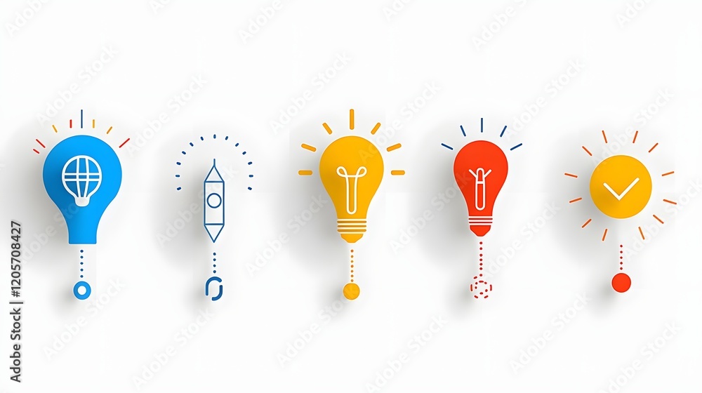 Aufkleber A comprehensive collection of 6 linear business icons representing key concepts such as teamwork  growth  target  goals  and innovation