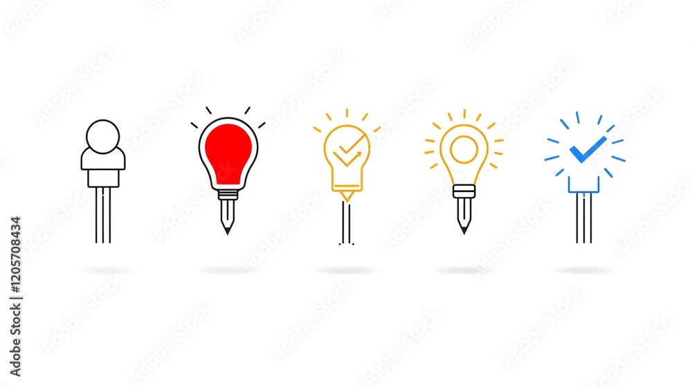Aufkleber Comprehensive set of linear business icons designed to represent key concepts such as teamwork  growth  target goals  and innovation  These simple