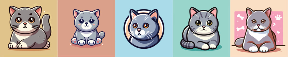 Vector set of cute cats