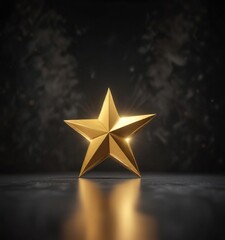 Shining gold star light against dark backdrop, luminosity, gilded, festive decor