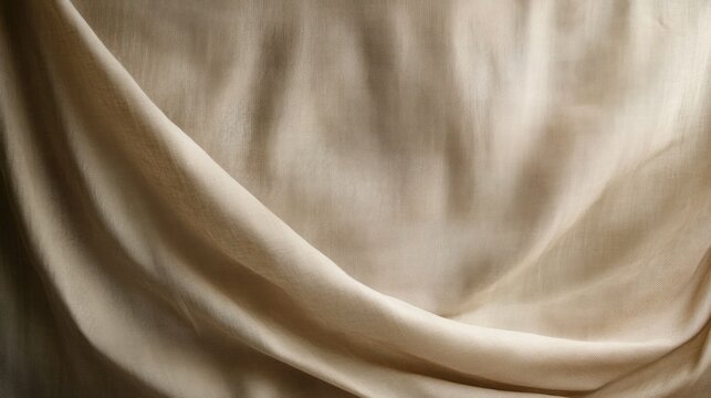 Textured beige fabric backdrop with visible wrinkles and subtle shading details