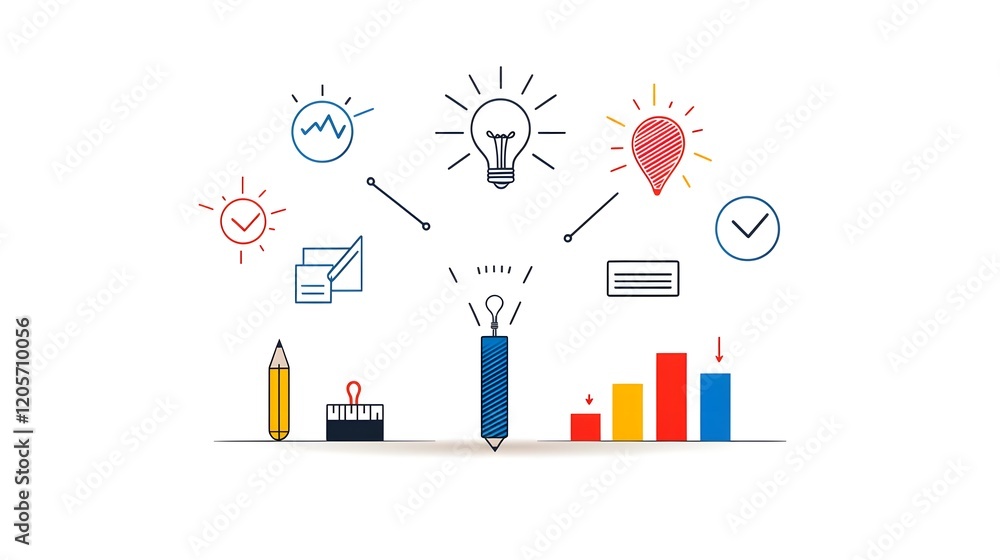 Poster This minimal design set of linear corporate outline icons provides visual elements for management success planning  focusing on business strategies  company growth  and organizational goals
