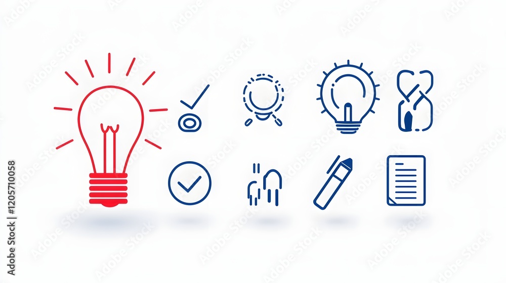 Leinwandbilder This collection of 6 minimal  linear icons provides a visually concise and modern representation of key business strategies  growth objectives  and organizational goals