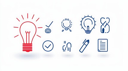 This collection of 6 minimal  linear icons provides a visually concise and modern representation of key business strategies  growth objectives  and organizational goals