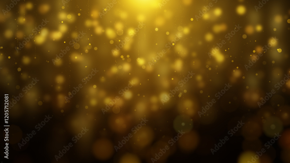 Poster glittering gold particle background greeting merry christmas footage with lens flare shinning light.