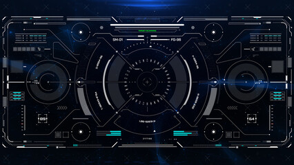 Fototapeta premium HUD screen surveillance aerial view technology security system. Digital head up display UI scanning interface illustration.