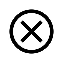 Cross or false vector icon, flat design X symbol.