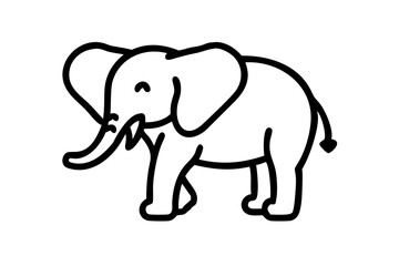 Happy Elephant Cartoon Design on White Background