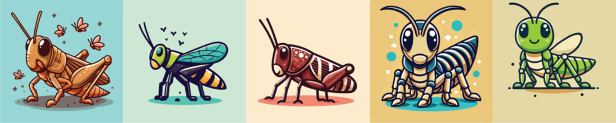 Vector collection of grasshoppers