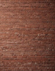 Fototapeta premium Aged red brick facade with visible mortar lines, neglected, rough surface, gritty