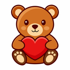 Teddy Bear Holding a Heart vector illustration white background