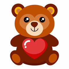 Teddy Bear Holding a Heart vector illustration white background