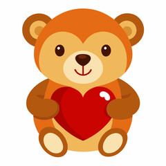 Teddy Bear Holding a Heart vector illustration white background