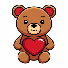 Teddy Bear Holding a Heart vector illustration white background