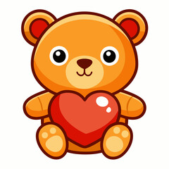 Teddy Bear Holding a Heart vector illustration white background