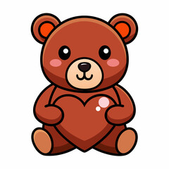 Teddy Bear Holding a Heart vector illustration white background