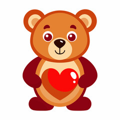Fototapeta premium Teddy Bear Holding a Heart vector illustration white background