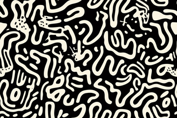 Obraz premium Seamless Energetic Abstract Black and White Line Pattern - Modern Artistic Design for Creative Projects and Backgrounds.
