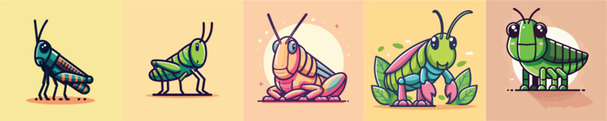 Vector collection of grasshoppers