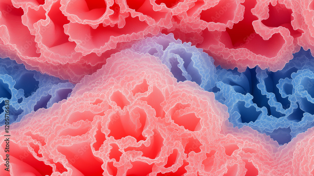 Poster seamless intricate red and blue textured patterns: abstract art for modern decor - perfect for websi